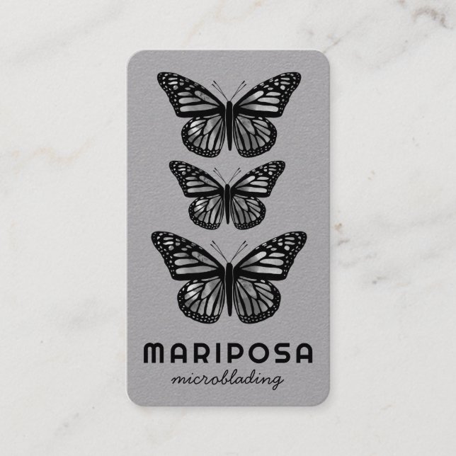 Butterflies Beauty Aesthetician Salon Black White Business Card (Front)