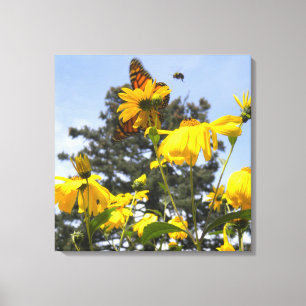 Butterflies, Bees N Sunflowers wrapped canvas