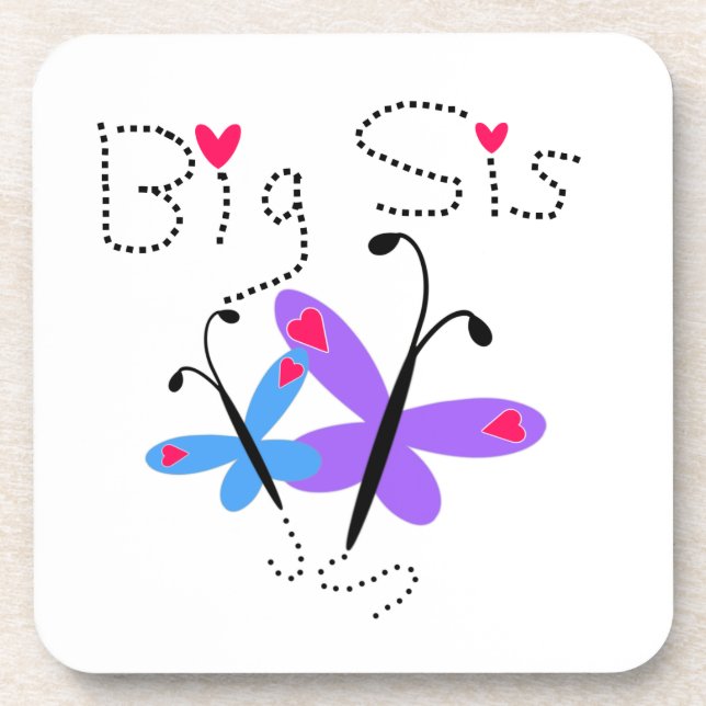 Butterflies Big Sis Gifts Coaster (Front)