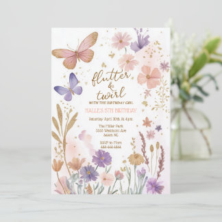 Butterflies birthday, magical birthday butterfly invitation