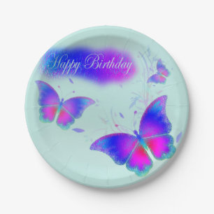 Butterflies Birthday Paper Plate