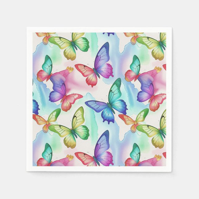 Butterflies Birthday Party Shower Wedding Napkin (Front)