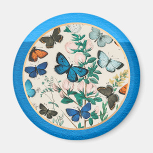 Butterflies, blue frame magnet