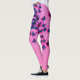 Butterflies Blue Pink Beautiful Leggings