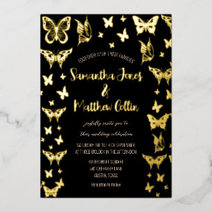 Butterflies Boho Black Gold Foil Wedding