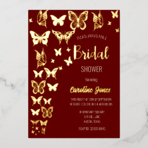 Butterflies Boho Burgundy Gold Foil Bridal Shower