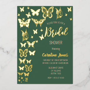 Butterflies Boho Green Gold Foil Bridal Shower