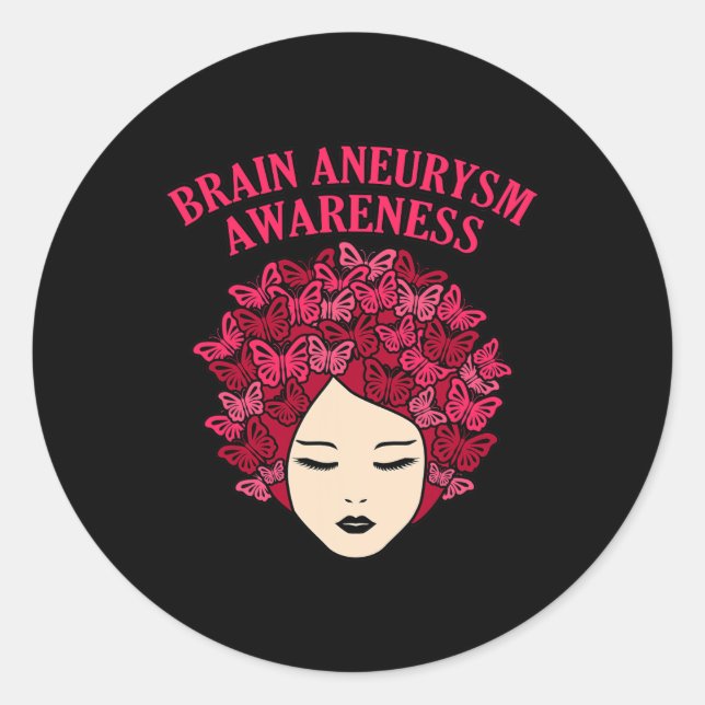 Butterflies Brain Aneurysm Awareness Month Support Classic Round Sticker (Front)