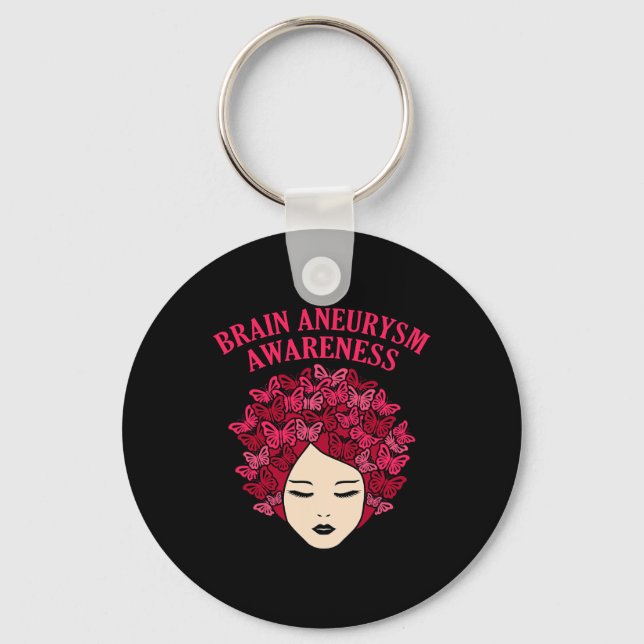 Butterflies Brain Aneurysm Awareness Month Support Key Ring (Front)