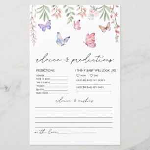 Butterflies Bridal Shower Advice & Prediction Card