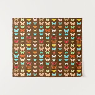 Butterflies, Brown, Turquoise and Coral Tapestry