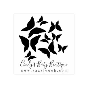 Butterflies Business Baby Boutique Clothing Logo   Rubber Stamp