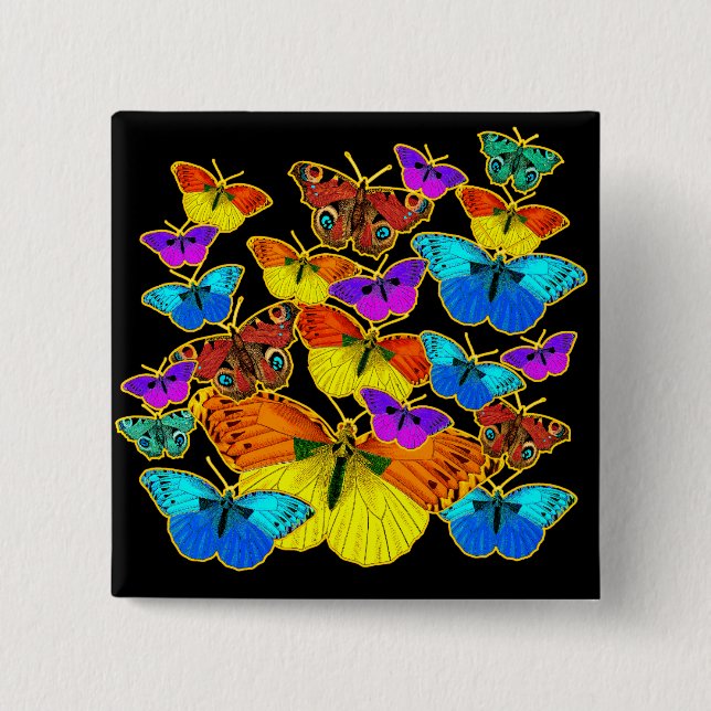 Butterflies! Butterflies!  Button (Front)