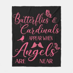 Butterflies & Cardinals Appear When Angel Are Near Fleece Blanket