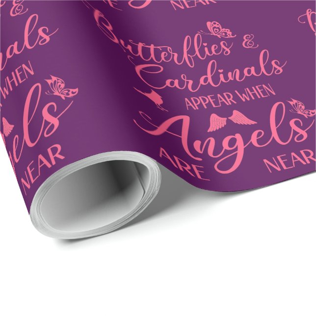 Butterflies & Cardinals Appear When Angel Are Near Wrapping Paper (Roll Corner)
