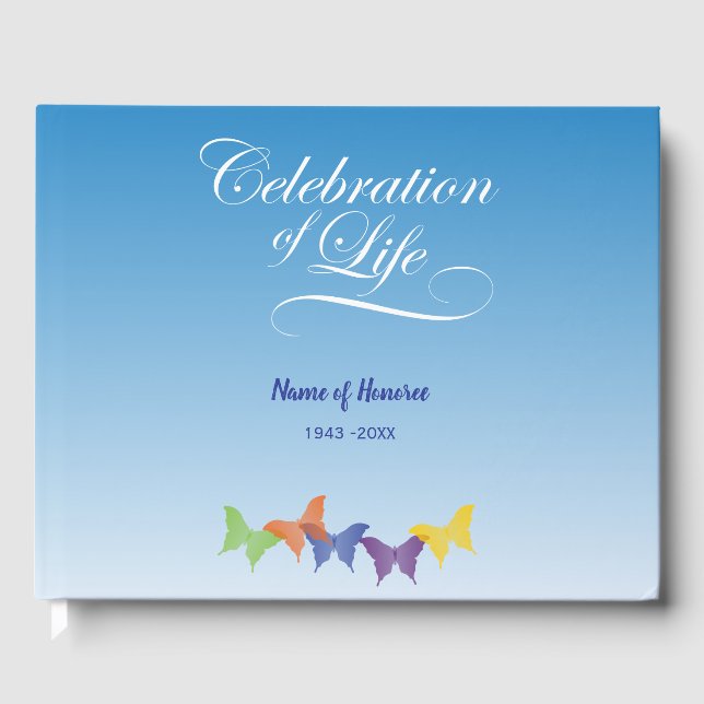 Butterflies Celebration of Life Memorial Guest Book (Front)