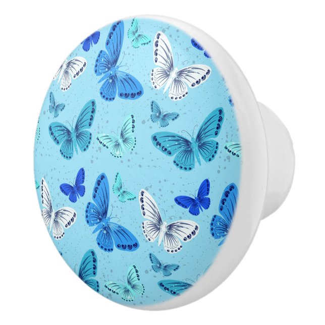 Butterflies Ceramic Cabinet Knob (Right)