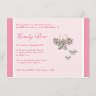 Butterflies Christening Invitations