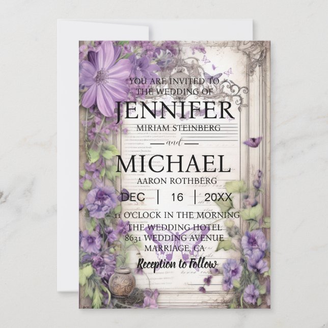 Butterflies Classic Wedding Invitations (Front)