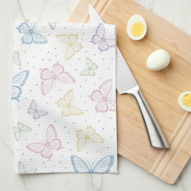 Butterflies Cloth Kitchen Tea Towel (Quarter Fold)