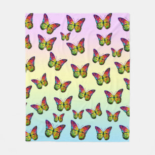 BUTTERFLIES COLORFUL ABSTRACT FLEECE BLANKET