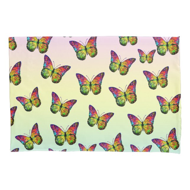 BUTTERFLIES COLORFUL ABSTRACT  PILLOWCASE (Front)