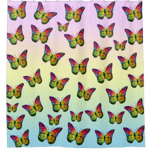 BUTTERFLIES COLORFUL ABSTRACT SHOWER CURTAIN