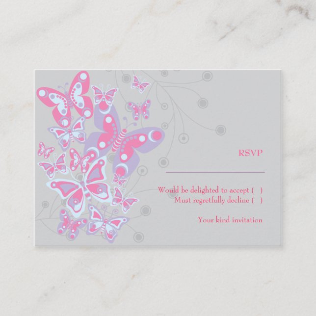 Butterflies (Cool Chic) RSVP Card (Front)