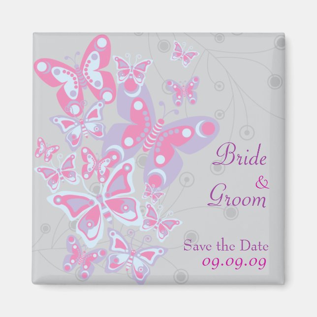 Butterflies (Cool Chic) Save the Date Magnet (Front)