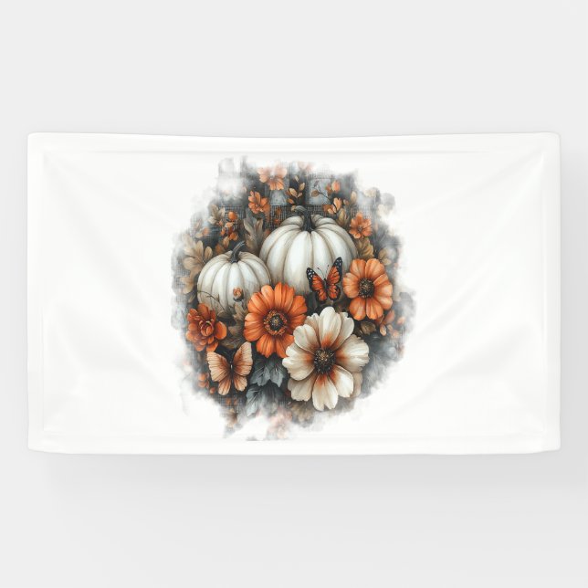 Butterflies Country Pumpkin Banner (Horizontal)