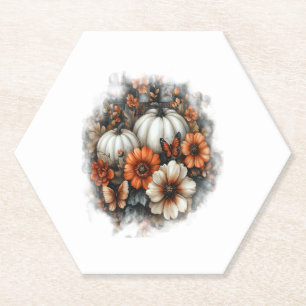 Butterflies Country Pumpkin Paper Coaster