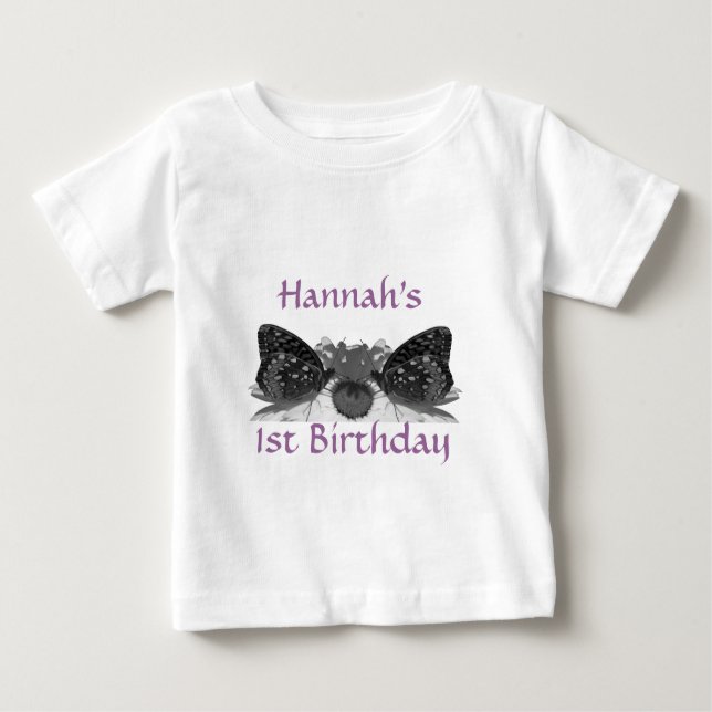 Butterflies & Daisies Personalizable Baby T-Shirt (Front)