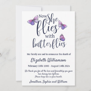 Butterflies Death Announcement Funeral Arrangement
