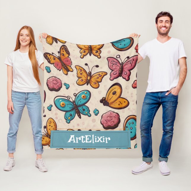 Butterflies Distressed Print  Fleece Blanket (In Situ)