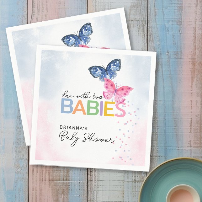 Butterflies Due with Two Babies Baby Shower Napkin (Creator Uploaded)