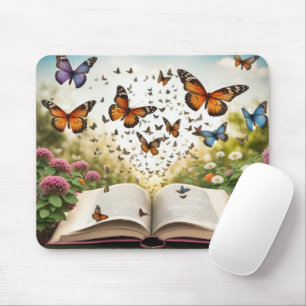 Butterflies Exploding Out of Open Book Mouse Pad