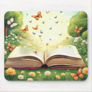 Butterflies Exploding Out of Open Book Mouse Pad