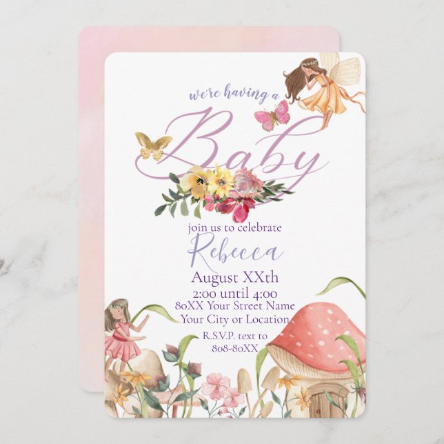 Butterflies & Fairies Flower Garden Invitation (Front/Back)