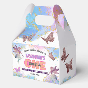 Butterflies Fairy Gold Glitter 1st Birthday Party Favour Box