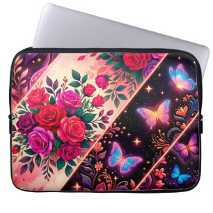 Butterflies, Floral Dreams & Golden Elegance Laptop Sleeve