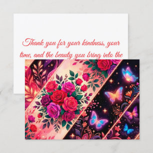 Butterflies, Floral Dreams & Golden Elegance Thank You Card