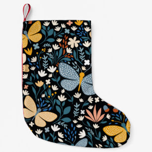 Butterflies Floral: Hand Drawn Seamless. Small Christmas Stocking