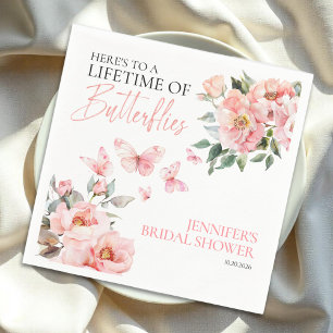 Butterflies Floral Pink Blush Bridal Shower Napkin