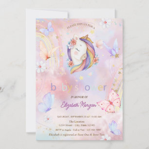 Butterflies Floral Unicorn Baby Shower Invitation