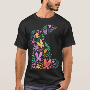 Butterflies Flower Easter Bunny Fun for Spring Eas T-Shirt