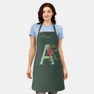Butterflies Flower Monogram Initial A Personalised Apron