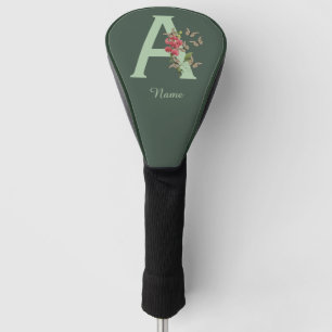 Butterflies Flower Monogram Initial A Personalised Golf Head Cover