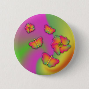 Butterflies & Flowers 6 Cm Round Badge