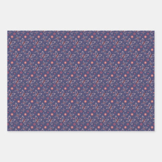 Butterflies flowers and heart wrapping paper sheet