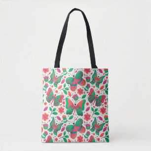 Butterflies, Flowers, and Leaves Tote Bag